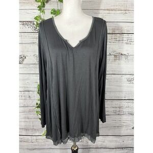 Marigold LA Tunic size Medium Gray Stretch Jersey Lagenlook Boho Street Wear